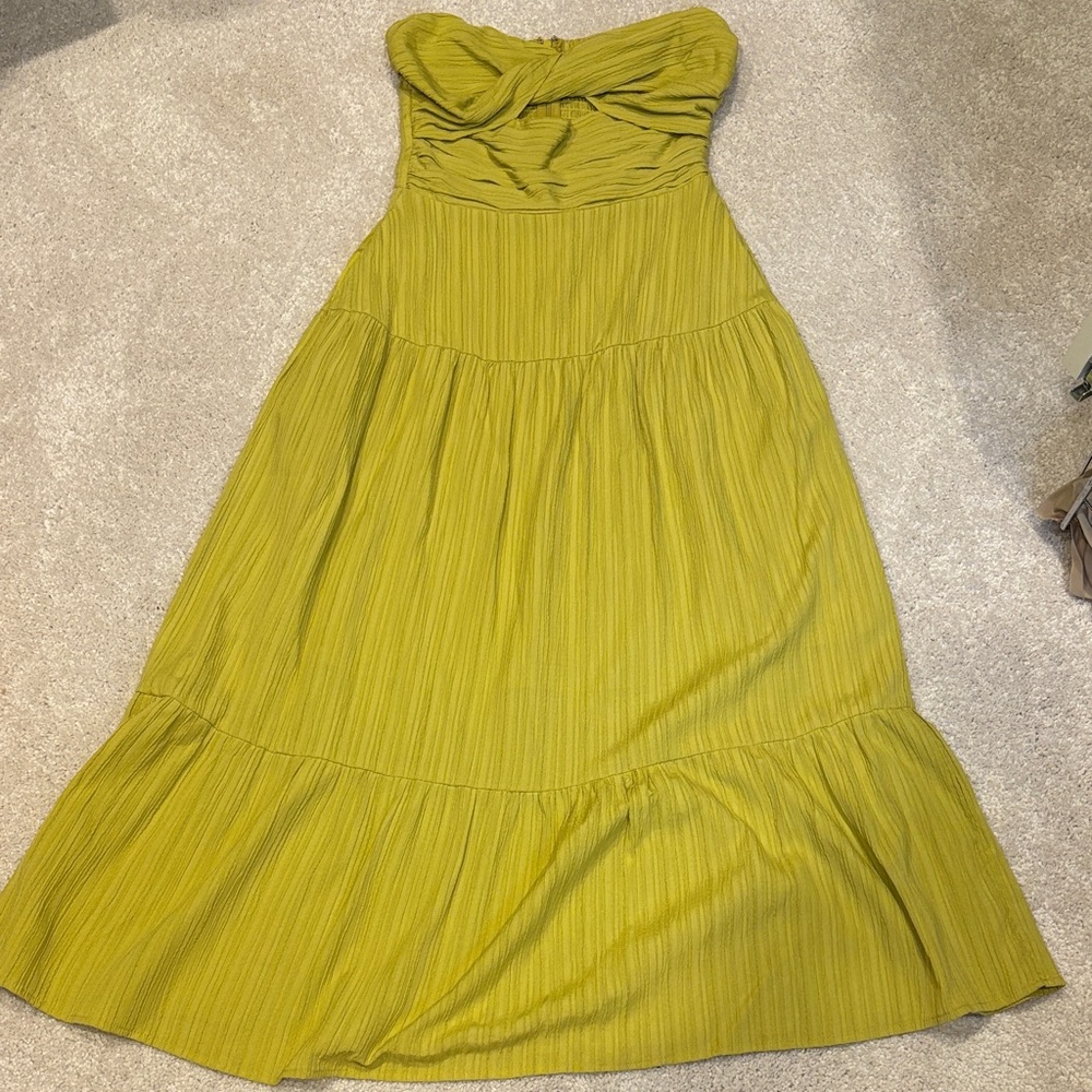 THML Avocado Green Strapless Dress